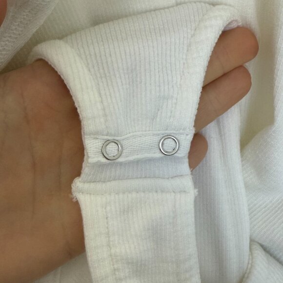 ALL SAINTS white racerback ribbed jersey snap thong bodysuit US 0 - Picture 5 of 8